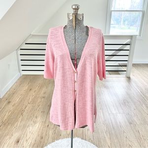 NWT M croft and barrow, short sleeve, pastel, heathered, pink cardigan